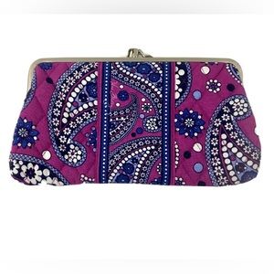Vera Bradley Purple Blue White Retired Boysenberry Pattern Coin Purse Wallet